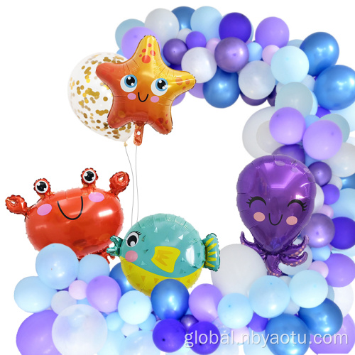 Happy Anniversary Foil Balloon star fish Octopus dolphin crab Foil Balloons Supplier